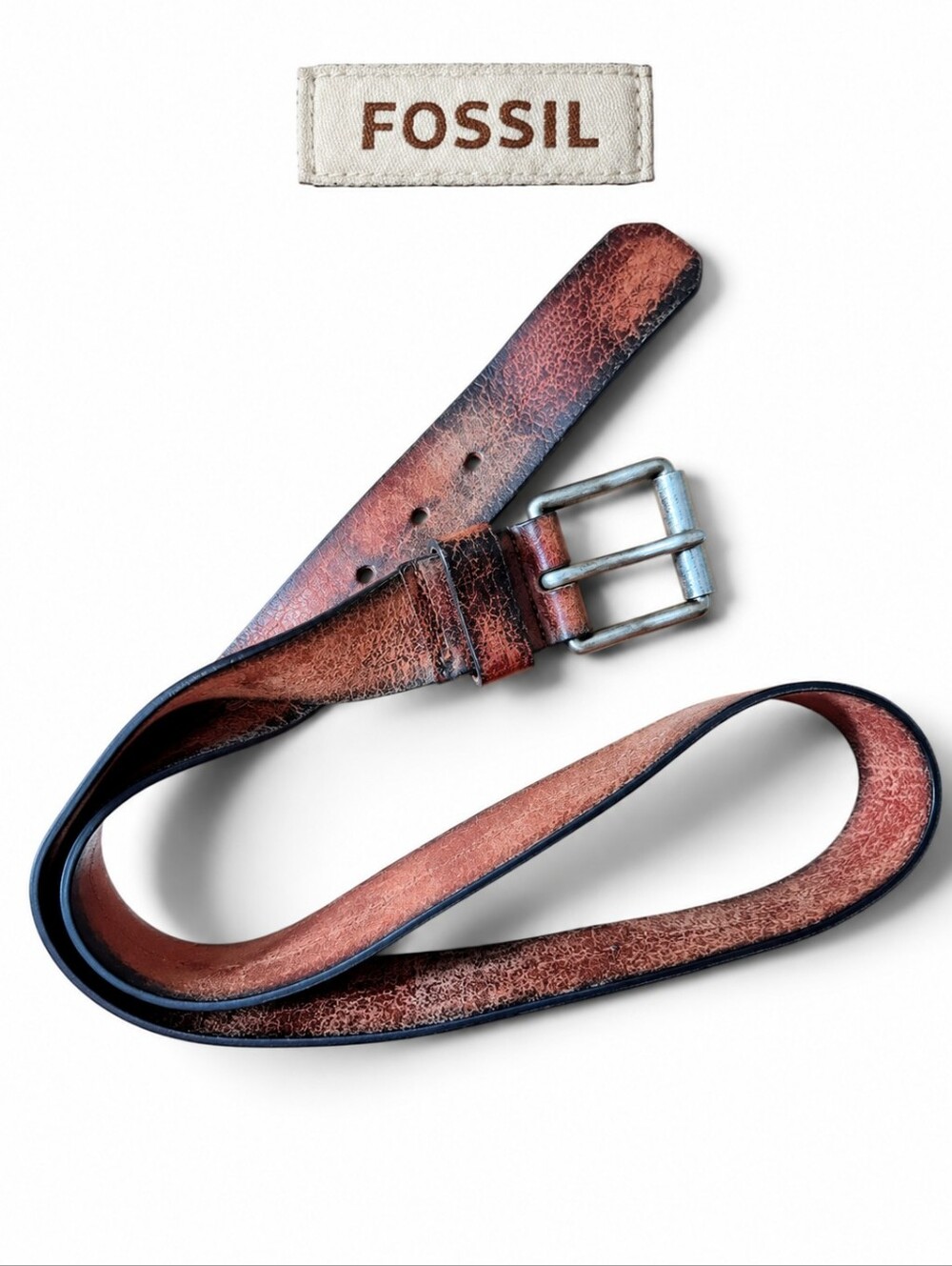 Fossil Leather Brown Belt Size 95/38 Vintage Natural Patina Men’s Fits 34 to 36